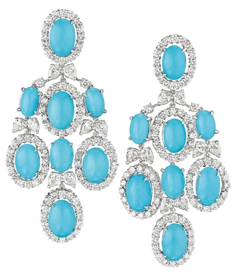 Persian Turquoise And Diamond Earrings Via Phillips Turquoise