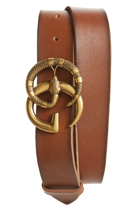 This beige gg supreme belt embodies the style codes of the maison that have defined the gucci revival. Gucci Gg Marmont Snake Buckle Leather Belt in Black for ...