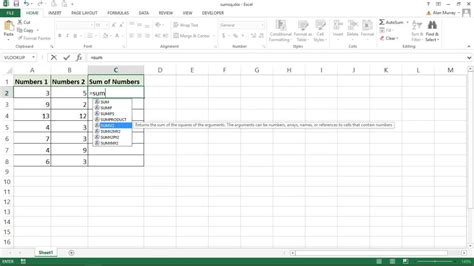 How To Use The Sumsq Function In Excel Youtube