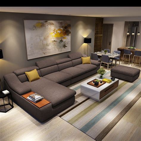 5790us Living Room Furniture Modern L Shaped Fabric Corner