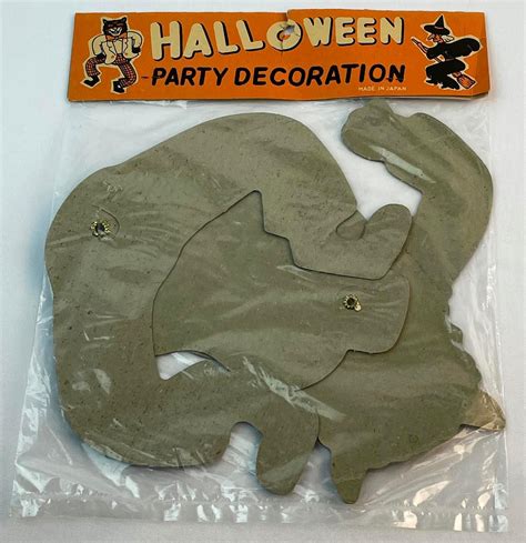 Lot Vintage 1960s Black Cat Cardboard Die Cut Articulated Halloween