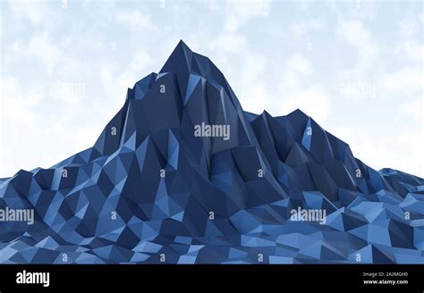 Blue Low Poly Mountain Landscape 3d Render Illustration Stock Photo Alamy