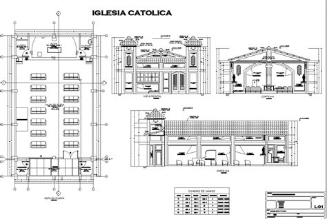 Catholic Church Layout Plan And Elevation Drawing In Dwg File