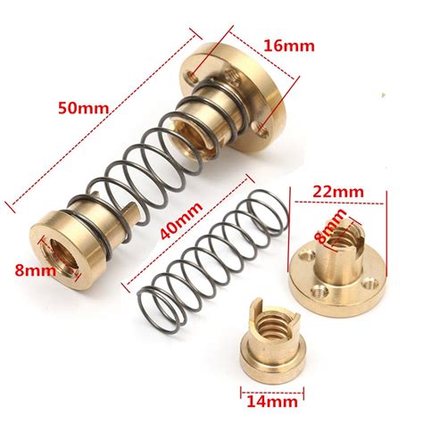 t8 anti backlash spring loaded nut for cnc 8mm threaded rod lead screw zbotic