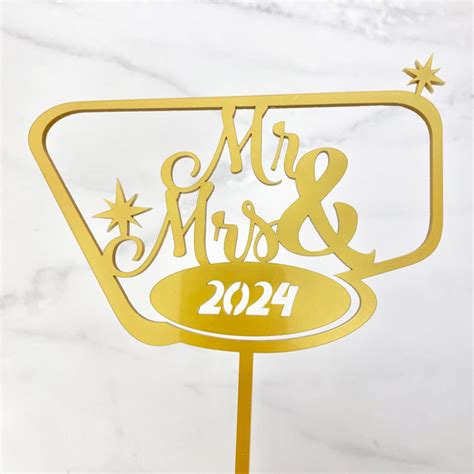 Mid Mod Mr Mrs Cake Topper Gold Metallic Cake Toppers By