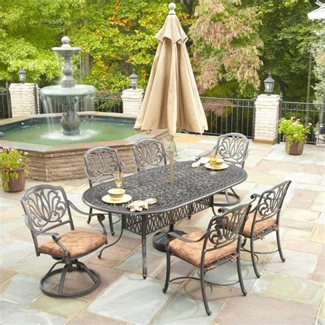 Outdoor patio dining sets metal. 7 Piece Metal Patio Dining Set in Charcoal - 5558-3458