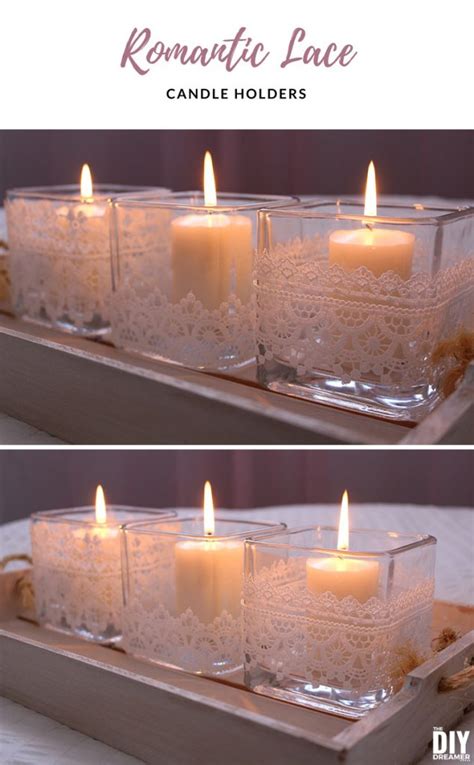 Romantic Lace Candle Holders Valentines Day Decor