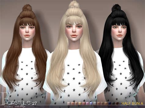 The Sims Resource Hair Half Bun N27a By S Club Sims 4 Hairs