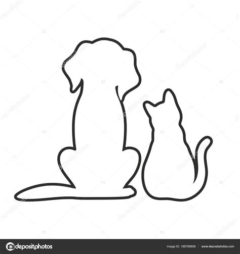 Download Outline Dog Cat White Background — Stock Vector ...