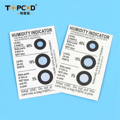 3 Dots Moisture Sensitive Cobalt Free Hic Humidity Indicator Card