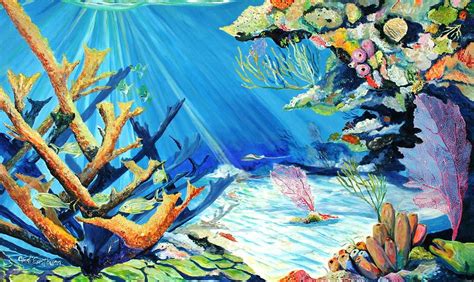 Coral reef underwater painting original art marine abstract artwork ocean art impasto painting palette knife art 9 by 12 by olganikitinart. Coral Reef 2 Painting by Cyndi EASTBURN