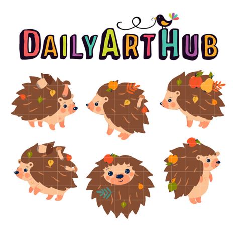 Cute Autumn Hedgehog Clip Art Set Daily Art Hub Graphics