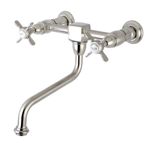 The most common wall sink faucet material is metal. Kingston Brass KS1218BEX Wall Mount Vessel Sink Faucet ...