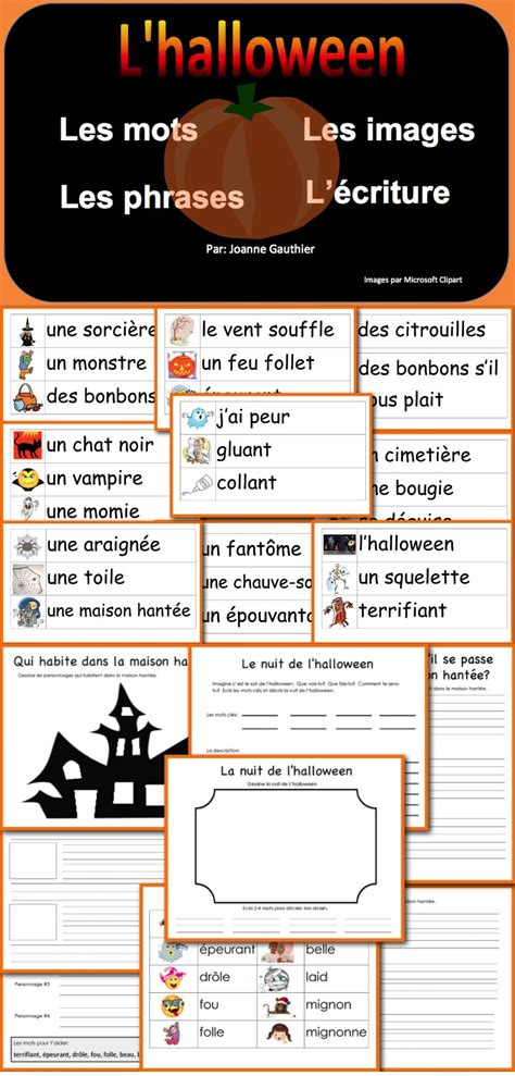 Lhalloween French Halloween Vocabulary And Writing Activities