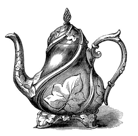 Vintage Clip Art Garden Style Teapot The Graphics Fairy Clipartix