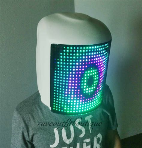 Full Color Led Screen Face Mask Helmet With Pixel Light Up Etsy