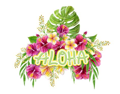 Aloha Hawaiian Bouquet Png Tropical Art Sublimation Design Etsy