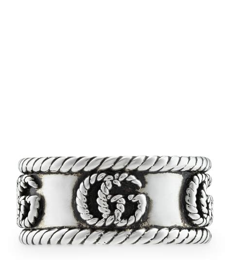 Gucci Sterling Silver Double G Ring Harrods Ae