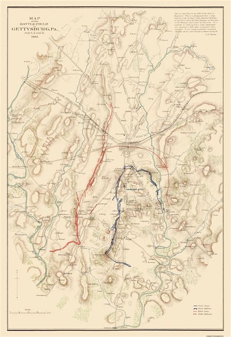 Gettysburg Battlefield Pennsylvania Warren 1863 23 X 3357