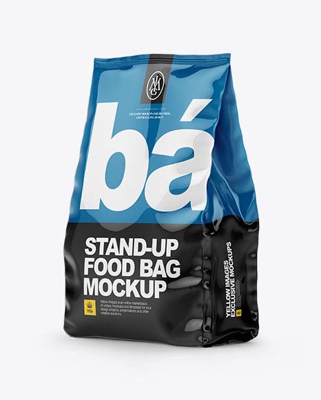 Download Glossy Stand-up Bag Mockup - Half Side View in Bag & Sack Mockups on Yellow Images Object Mockups