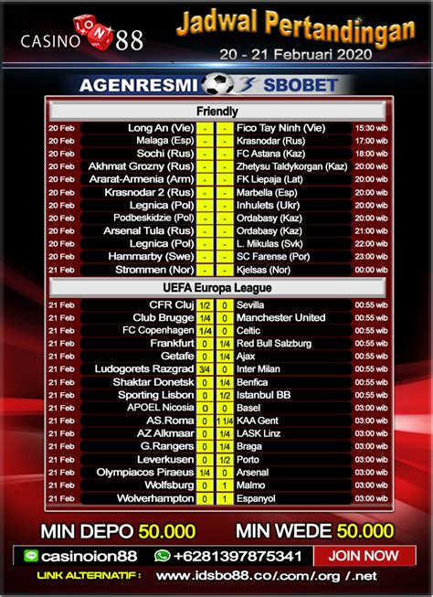 Cfr cluj at a glance: Jadwal Pertandingan Sepak Bola 20 - 21 Feb 2020 ~ IONCASINO88