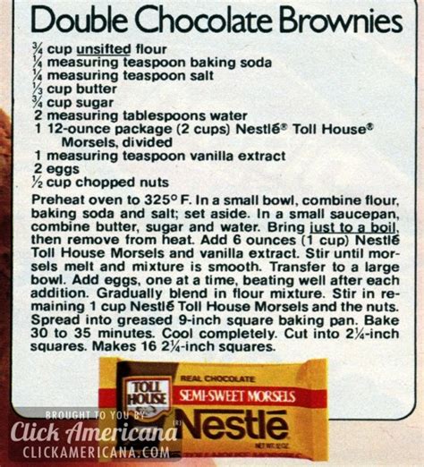 Double Chocolate Brownie Recipe 1982 Click Americana