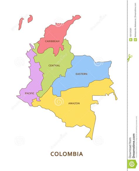 Regiones De Colombia Fondo De La Geografía Del Vector Ilustración Del