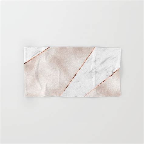 Spliced Rose Gold Marble Hand And Bath Towel Rose Gold Marble Gold