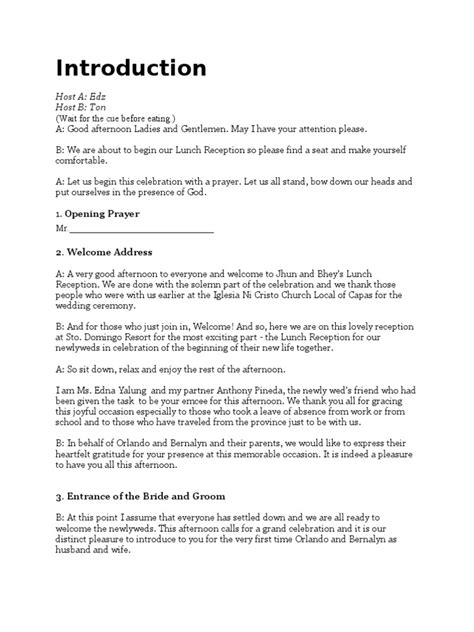 Sample Script For Emcee For Wedding Ceremony