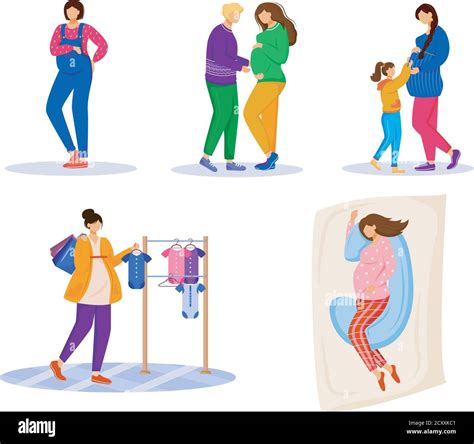 Pregnancy Flat Vector Illustrations Set Stock Vector Image And Art Alamy
