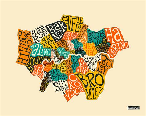 Art map london's best boards. London Boroughs Map Typography Digital Art by Jazzberry Blue