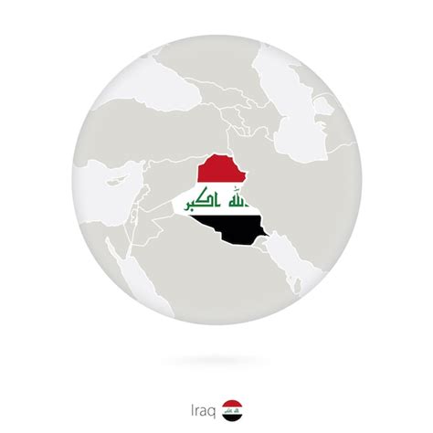 Karte Des Irak Und Nationalflagge Im Kreis Kontur Der Irak Karte Mit