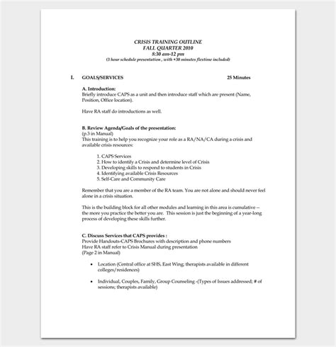 Training Course Outline Template 24 Free For Word And Pdf Format