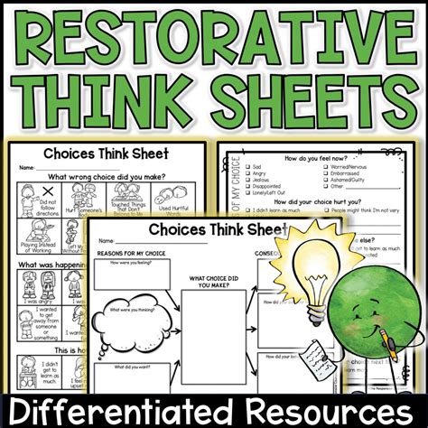 Printable Restorative Justice Reflection Sheet