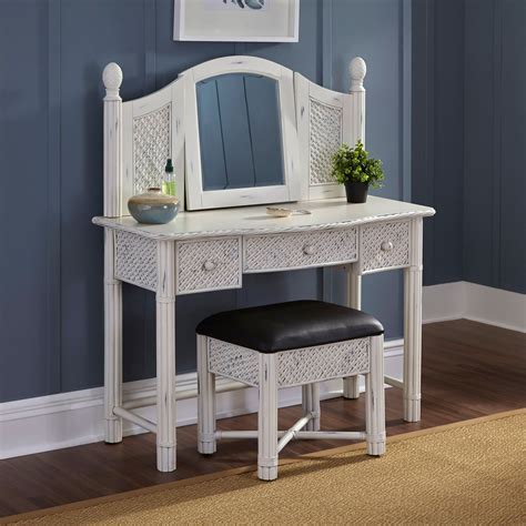 This bedroom vanity set adds glamorous style to your bedroom or your child's room. Home Styles Marco Island 3 Drawer Vanity and Mirror ...