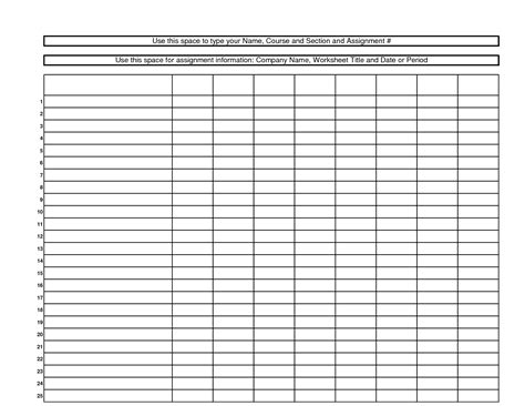 Printable Blank Spreadsheet With Lines — Db