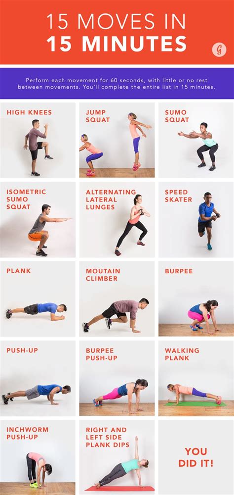 The 15 Moves In 15 Minutes Workout 15 Minute Workout Workout Moves