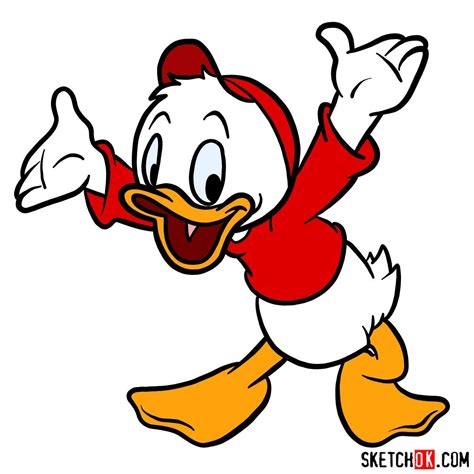 How To Draw Huey Duck Step By Step Drawing Tutorials Donald Duck Characters Classic Cartoon