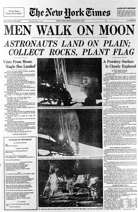To new york times front page dated 1917 / pile of newspaper stories; Front page New York Times Moon landing | Flying away ...
