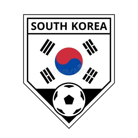 South Korea Angled Team Badge For Football Tournament Stock Vector