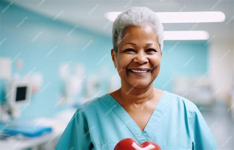 Premium Ai Image Portrait Of African American Nurse Smiling In A Hospital
