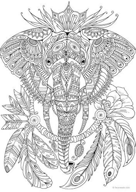 Coloring pages are all the rage these days. Elephant Printable Adult Coloring Page from Favoreads ...