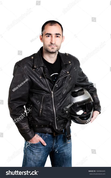 Portrait Biker Holding Helmet Stock Photo 184984445 Shutterstock