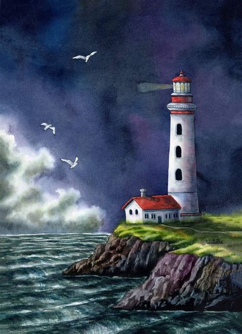 Lighthouse Painting Original Watercolor Painting Lighthouse Wall