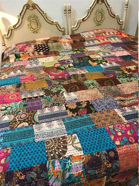King Size Quilt With Patchwork Handmade Colorful Patches 100 King