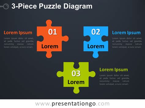 Molde quebra cabeca 4 pecas. 3-Piece Puzzle Diagram for PowerPoint - PresentationGO.com