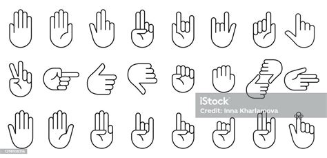 Hand Icon Set Clapping Hands And Other Gestures Brofisting Gesture Thin