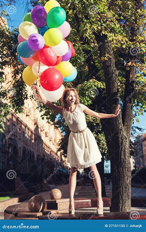 Woman With Balloons Stock Image Image Of Fashion Portrait