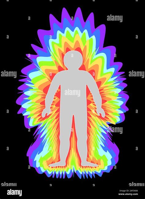 The Aura Of The Body Rainbow Color Marked Layers Of The Male Body