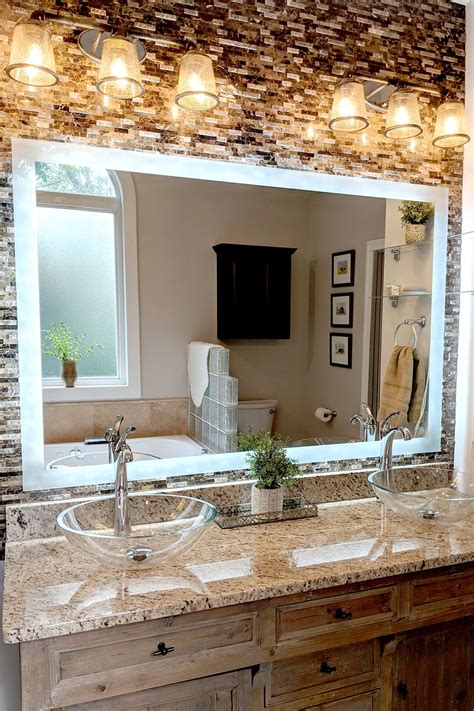H frameless rectangular bathroom vanity mirror in silver a complement to any style of home decor, a complement to any style of home decor, the glacier bay 36 in. Side-Lighted LED Bathroom Vanity Mirror: 60" x 36 ...